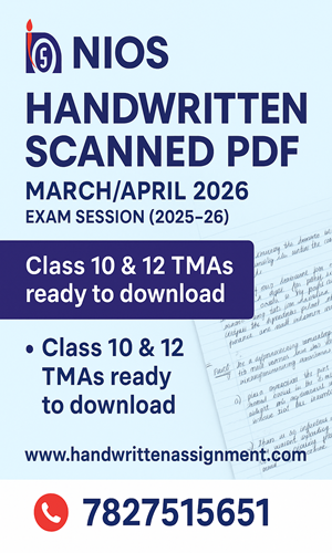 NIOS Handwritten Scanned PDF for March/April 2026 Exam Session (2025–26)